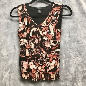 Style & Co Ruffle Front Colorful Top Size P (0)